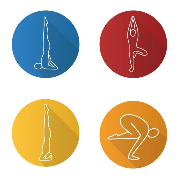 Conjunto de ícones de asanas de ioga — Vetor de Stock