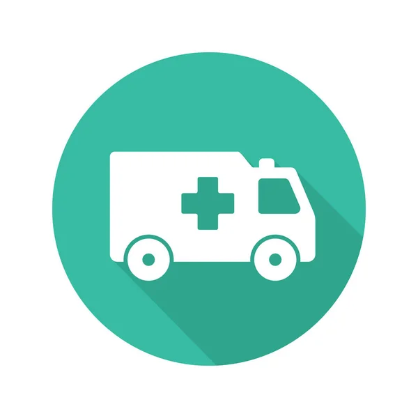 Ambulancia icono plano — Vector de stock