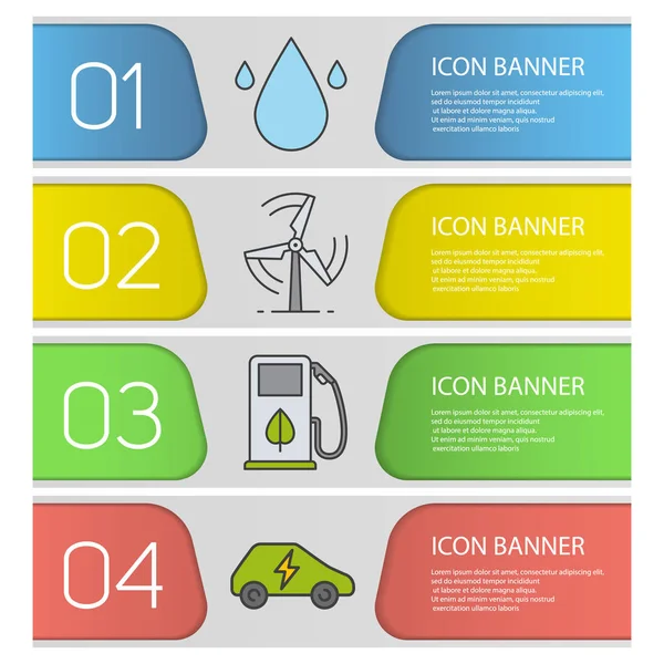 Set di modelli di banner eco-energetici — Vettoriale Stock