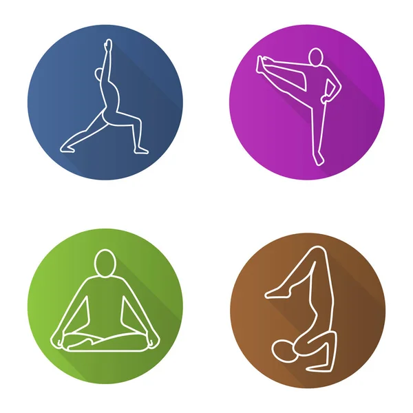 Conjunto de ícones de asanas de ioga — Vetor de Stock