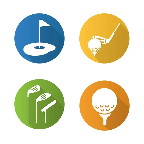 Conjunto de ícones planos de golfe —  Vetores de Stock