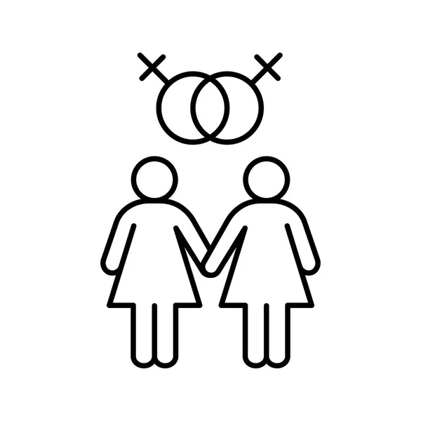 Lesbian couple linear icon — Stock Vector