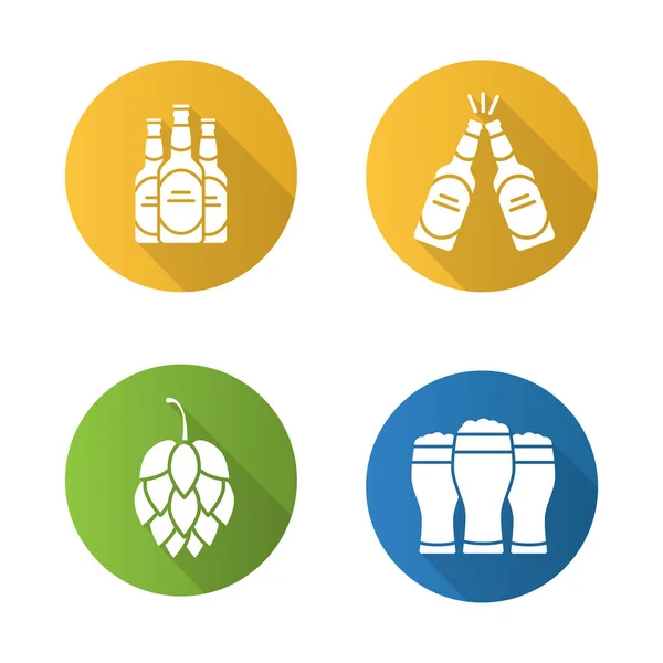 Set de iconos planos de cerveza — Archivo Imágenes Vectoriales