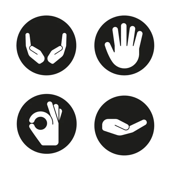 Handgesten-Symbole gesetzt — Stockvektor