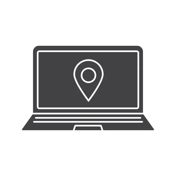 Ordinateur portable GPS navigation glyphe icône — Image vectorielle