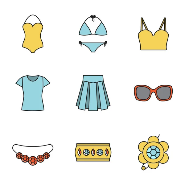 Conjunto de iconos de color de accesorios para mujer — Vector de stock