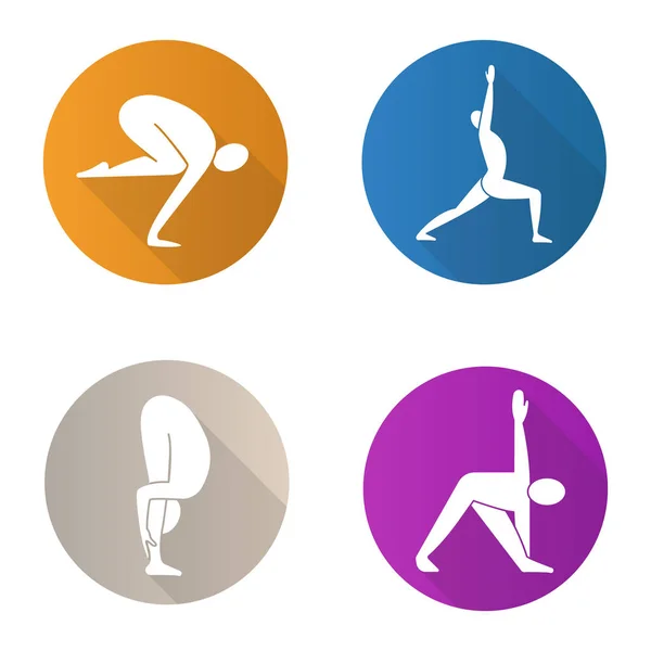 Conjunto de ícones de asanas de ioga — Vetor de Stock