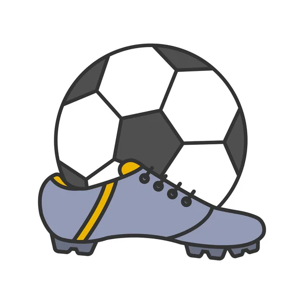 Bota de futebol e ícone de bola —  Vetores de Stock