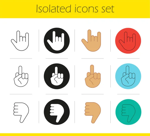 Gestos de mano iconos conjunto — Archivo Imágenes Vectoriales