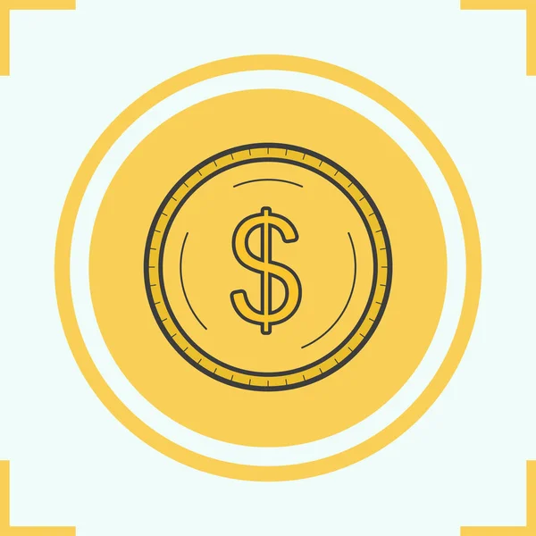 Gold dollar coin color icon — Stock Vector