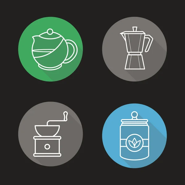 Ensemble d'icônes de thé et café — Image vectorielle