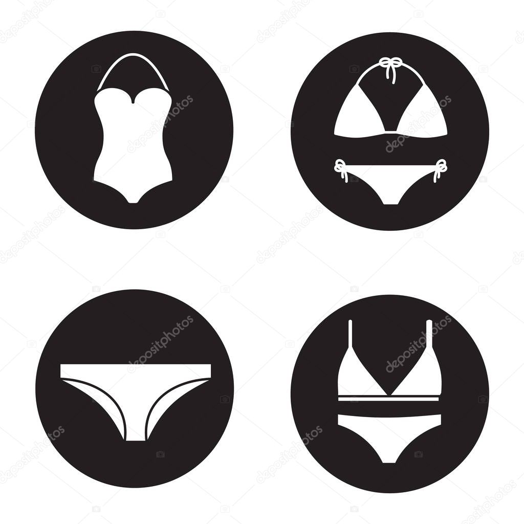 Women's underwear icons set, vector illustration