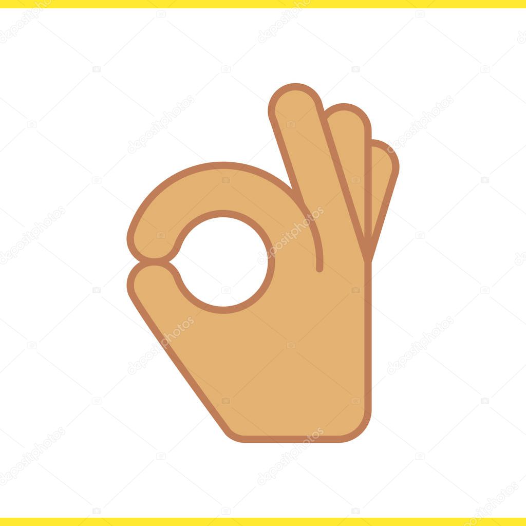 OK hand gesture color icon