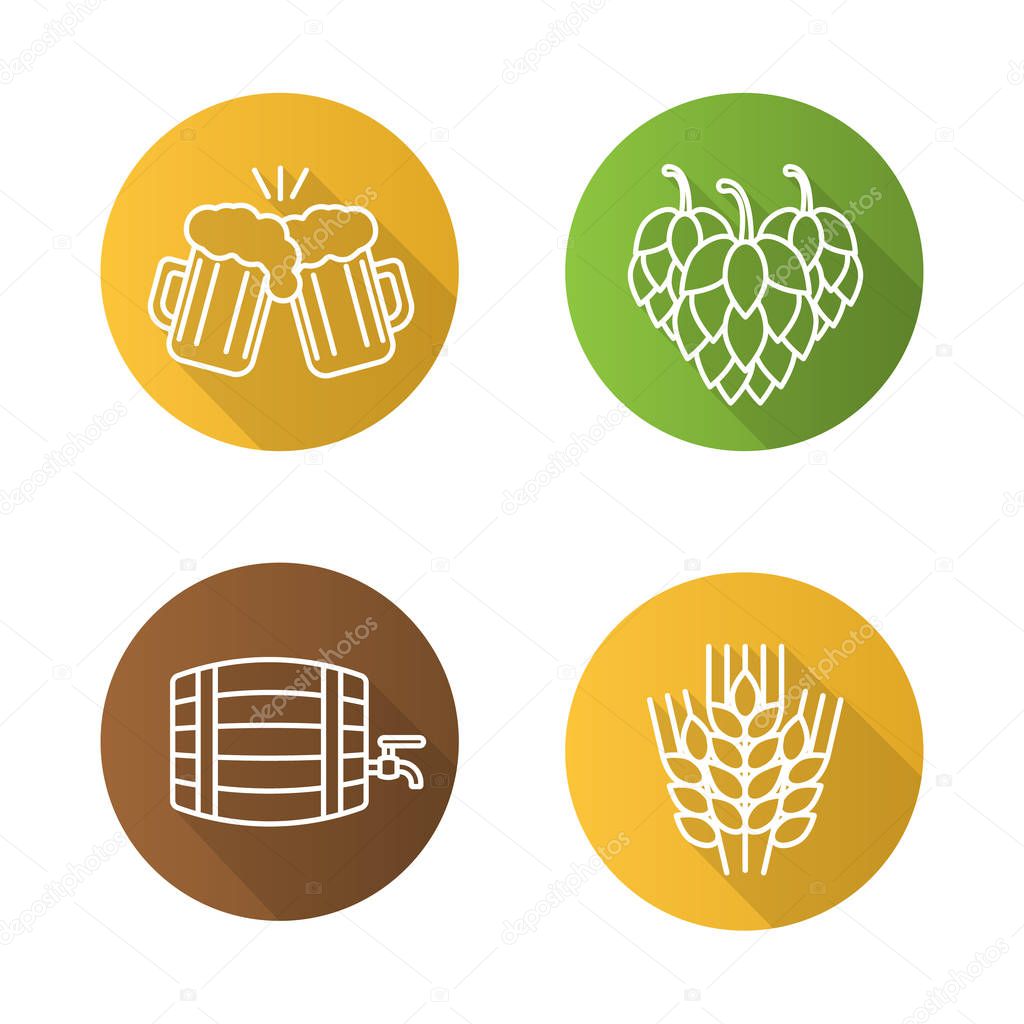 Beer flat icons set