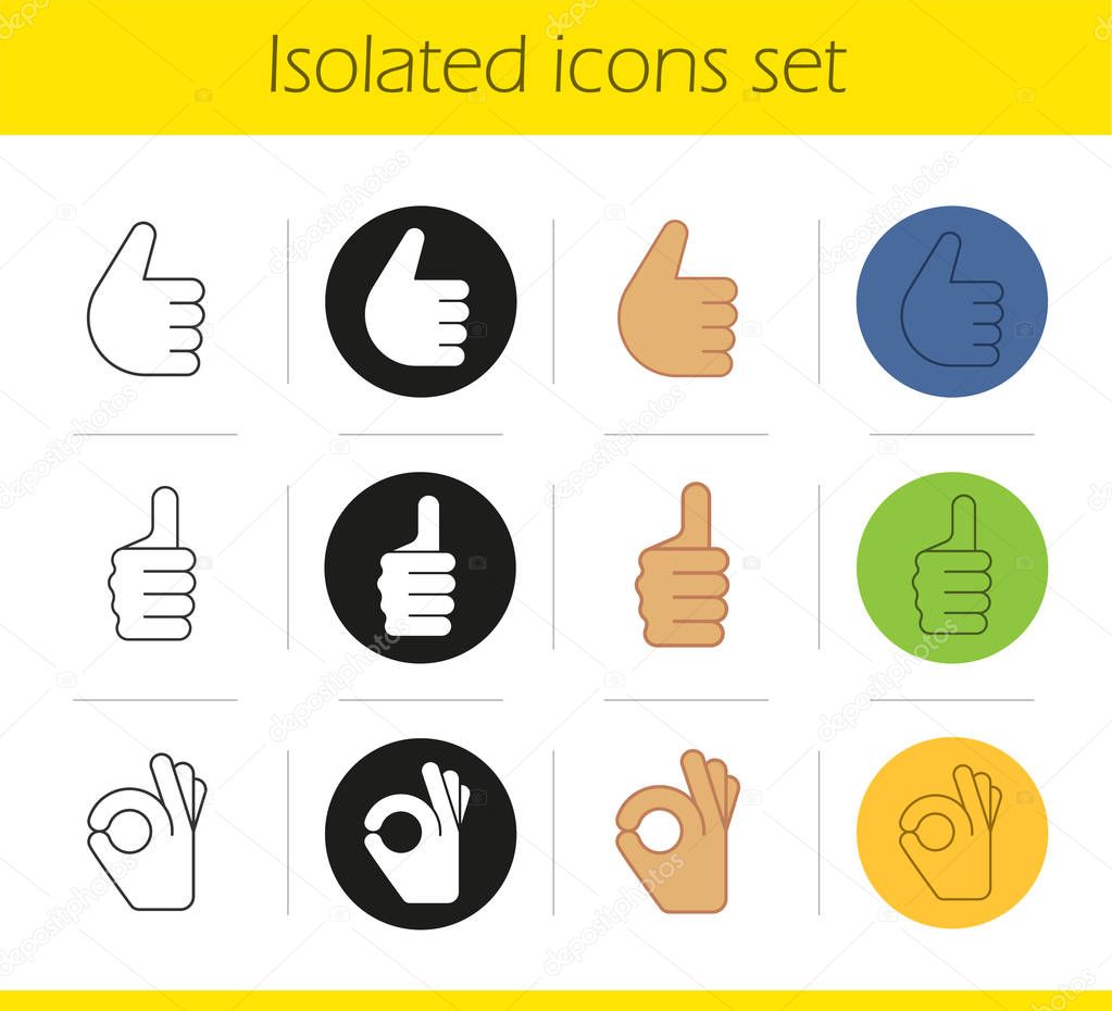 Hand gestures icons set