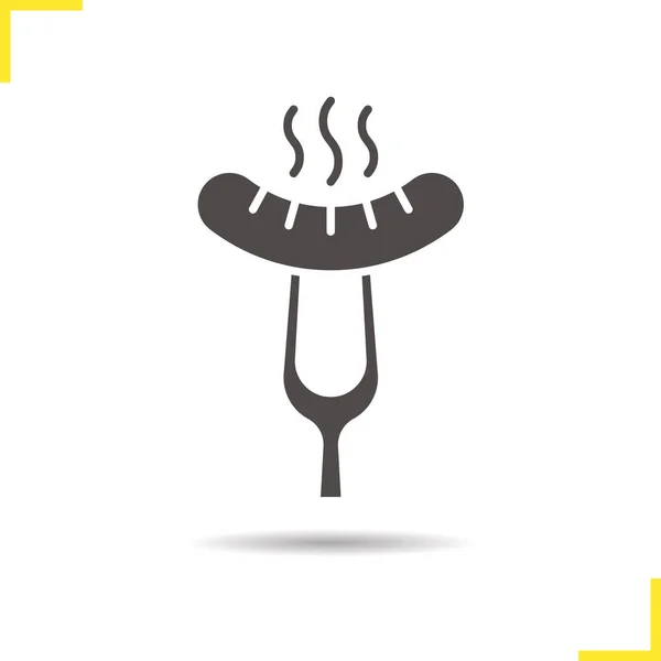 Sausage on fork icon — Stock Vector