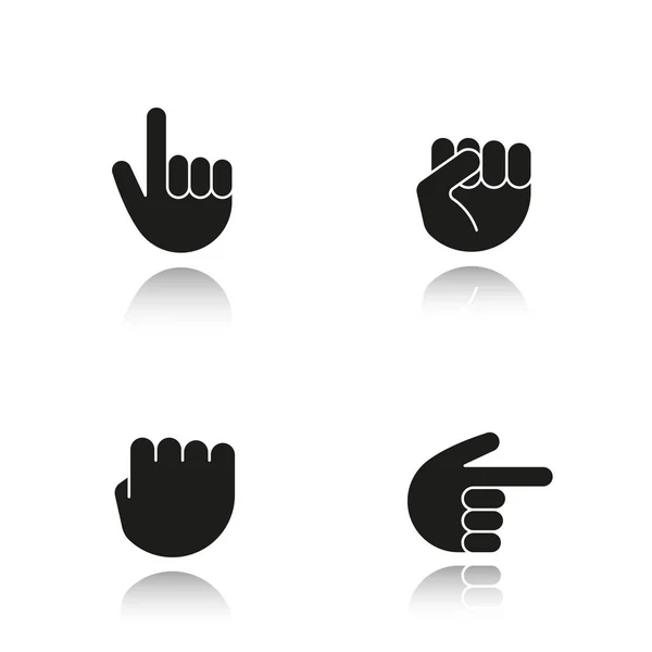 Gestos de mano iconos conjunto — Vector de stock