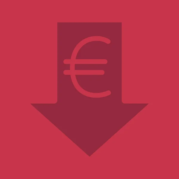 Euro oranı düşen simgesi — Stok Vektör