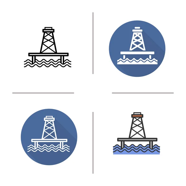 Offshore sea well icons — Stock Vector