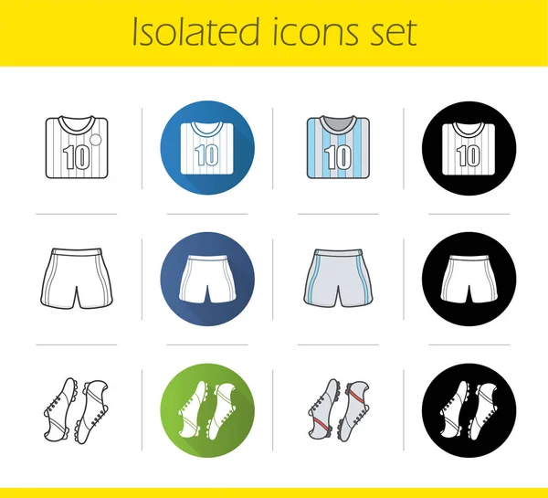 Iconos de uniforme de jugador de fútbol — Vector de stock