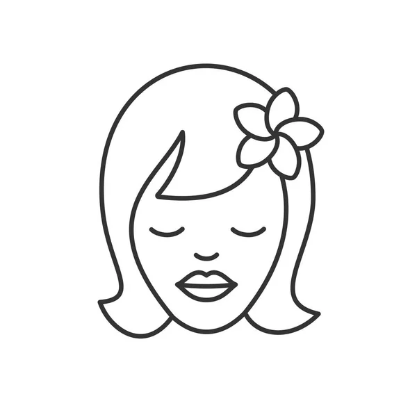 Κορίτσι με plumeria flower εικονίδιο — Διανυσματικό Αρχείο