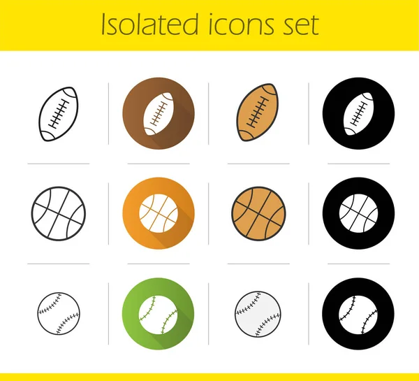 Sport palle icone set — Vettoriale Stock