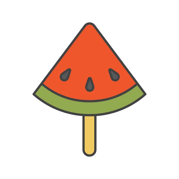 Tranche de pastèque sur l'icône bâton — Image vectorielle