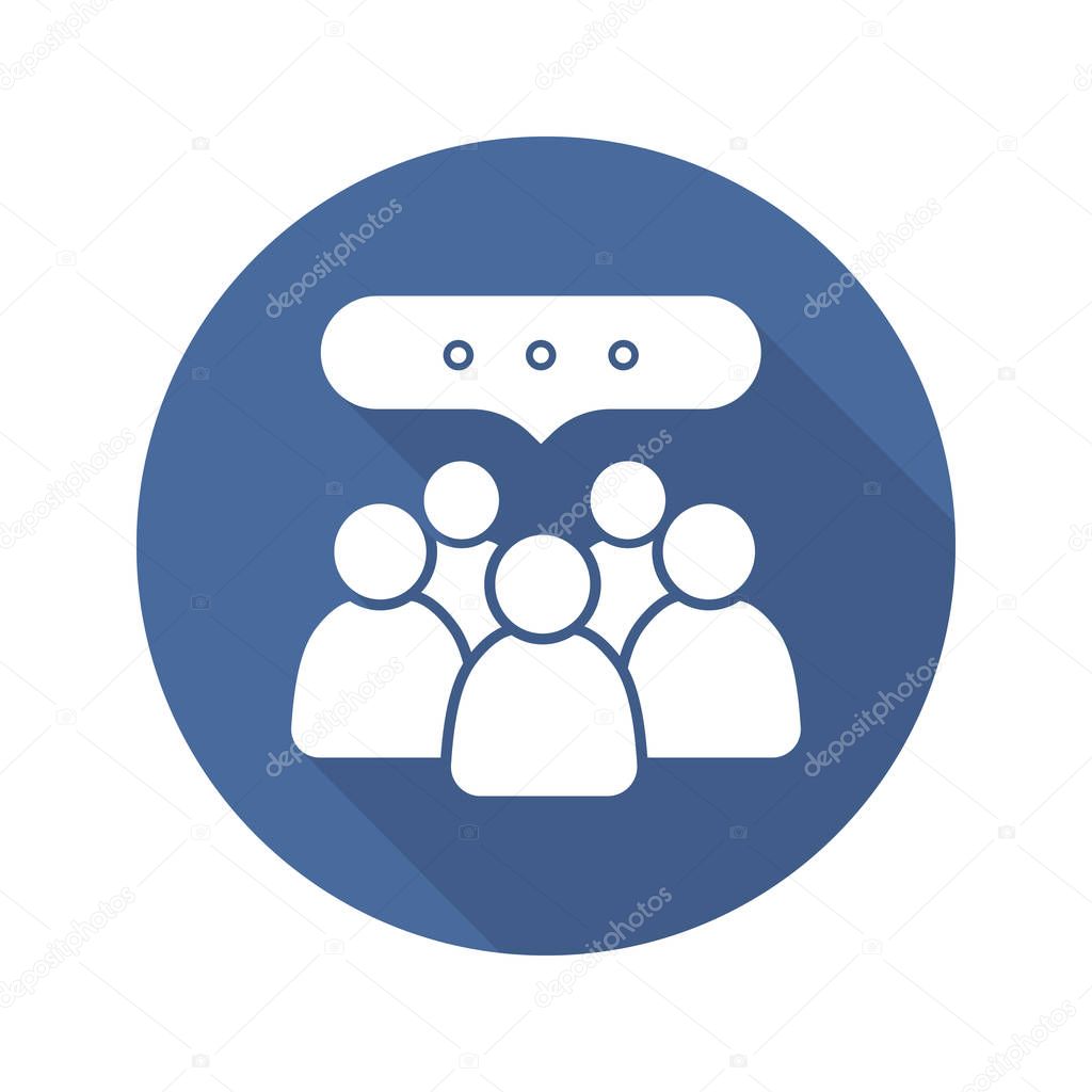 Conference flat icon. Business teamwork. Meeting. Vector silhouette symbol