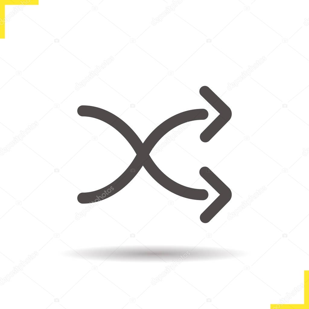 Crossed arrows icon. Shuffle symbol. Vector isolated illustration