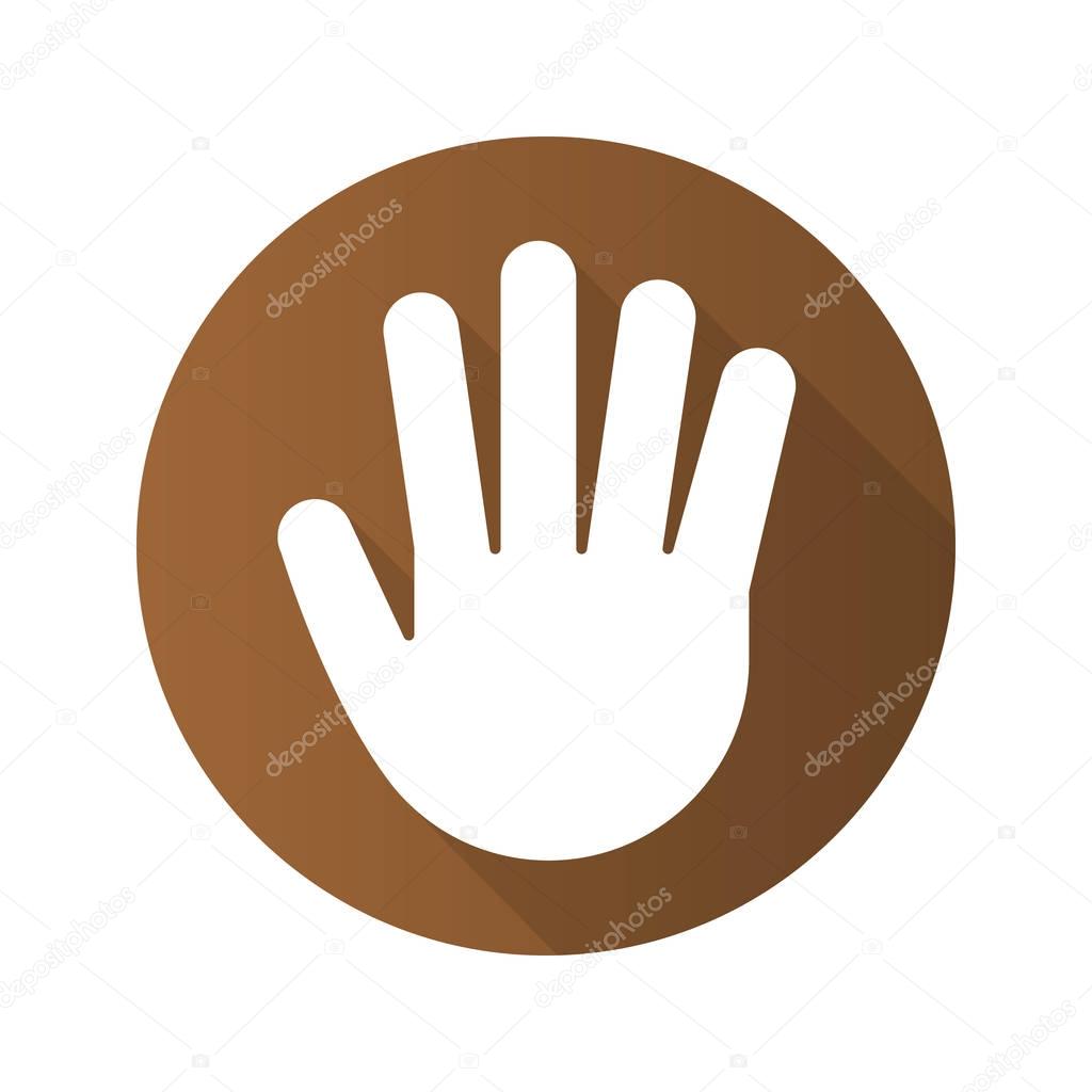 Palm flat icon. Stop, greeting and high five hand gesture. Vector silhouette symbol
