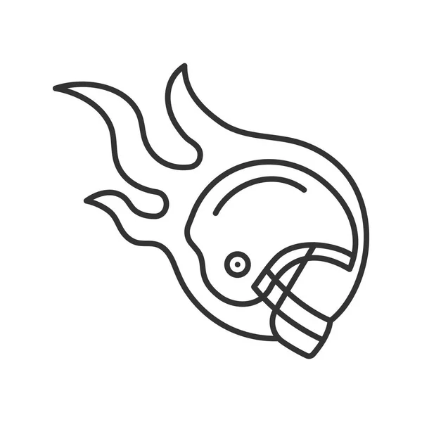 Icono del casco del jugador de rugby en llamas — Vector de stock