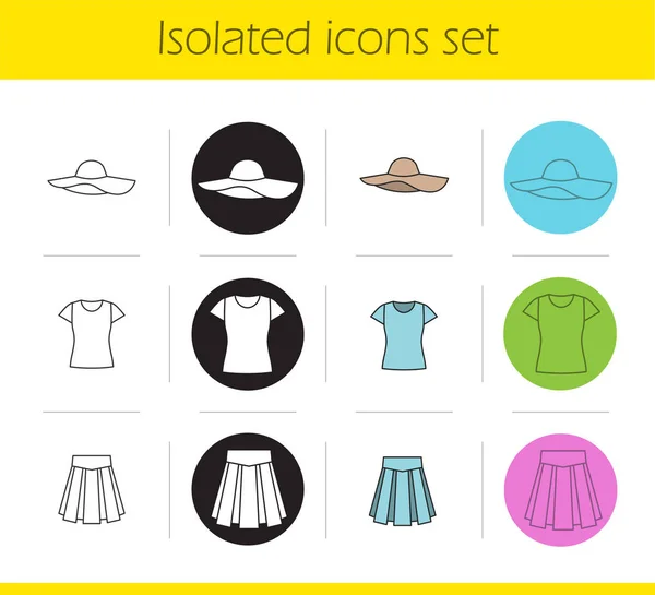 Conjunto de iconos de ropa de mujer — Vector de stock