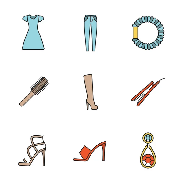 Conjunto de iconos accesorios mujer — Vector de stock