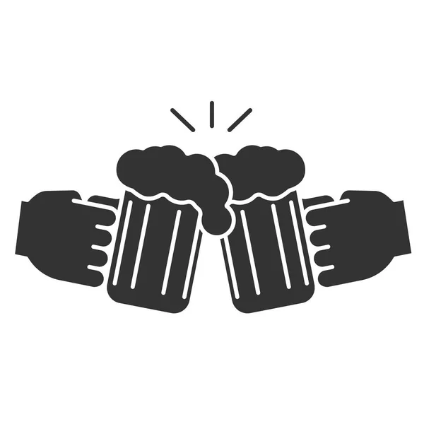 Mãos segurando copos de cerveja — Vetor de Stock