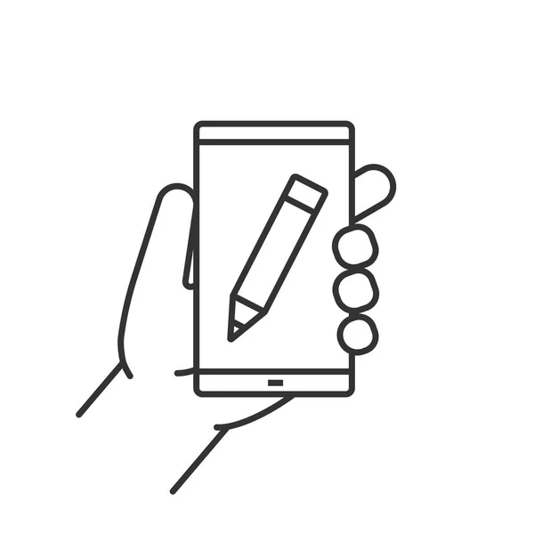 Mão segurando smartphone — Vetor de Stock