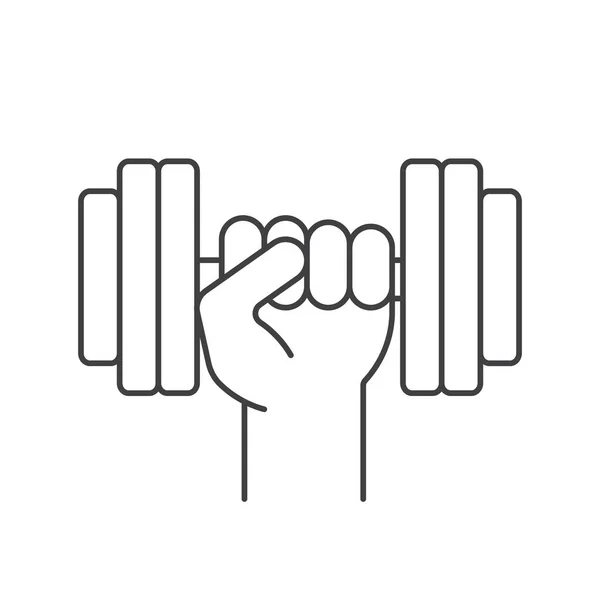 Mână care deține pictograma Barbell — Vector de stoc
