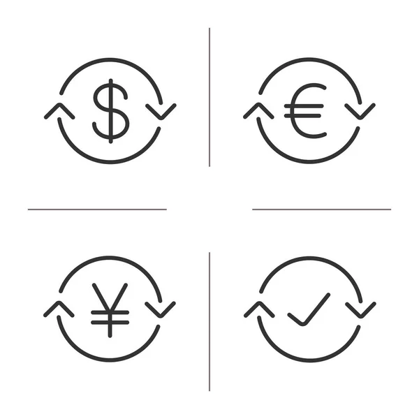 Serie icone lineari di scambio monetario — Vettoriale Stock