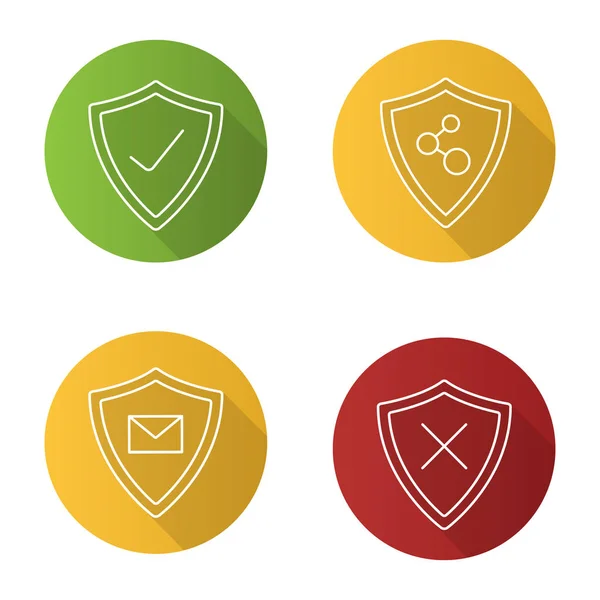 Protección escudos iconos conjunto — Vector de stock