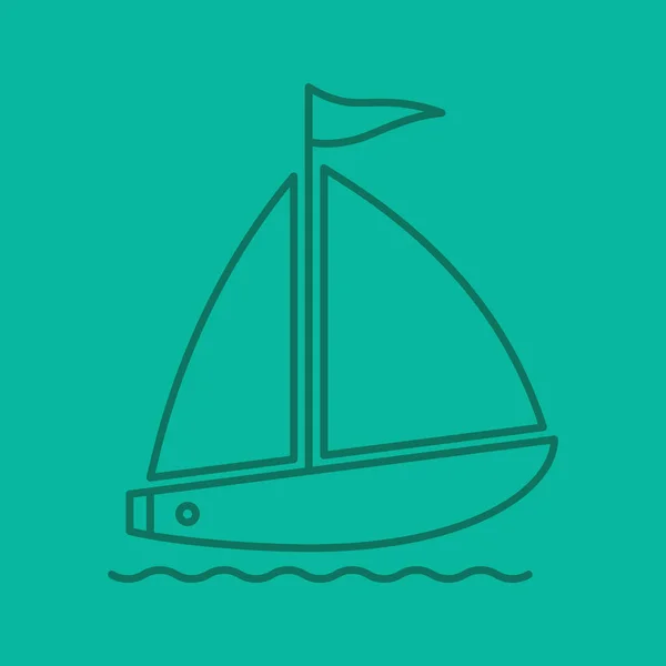 Zeilboot kleur lineaire pictogram — Stockvector