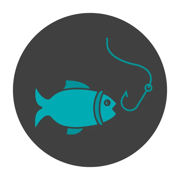 Balık tutma glif renk simgesi — Stok Vektör