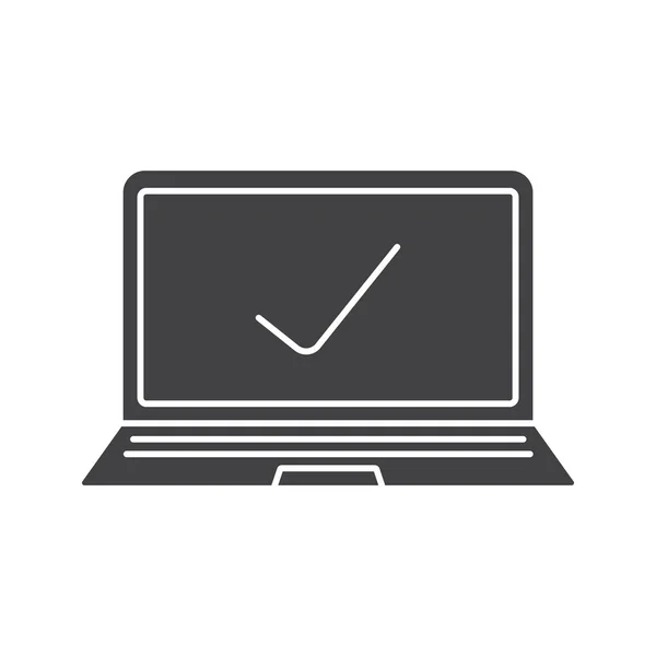 Laptop mit Häkchen-Symbol — Stockvektor