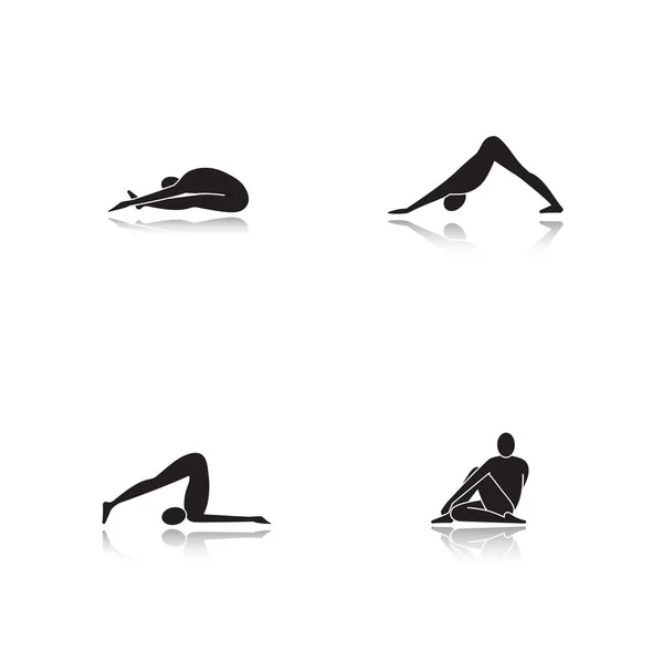 Set de iconos de asanas de yoga — Vector de stock