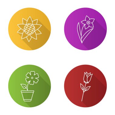 Çiçekler doğrusal Icons set