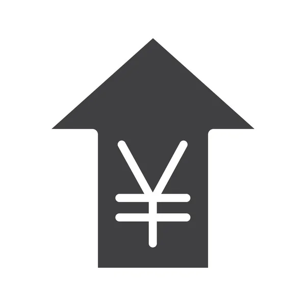 Yen tasa creciente icono — Vector de stock