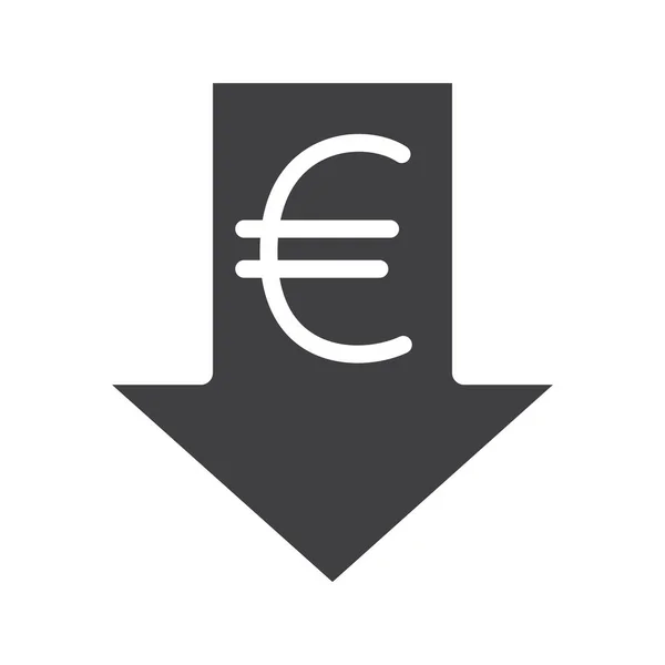 Euro tarief vallende pictogram — Stockvector