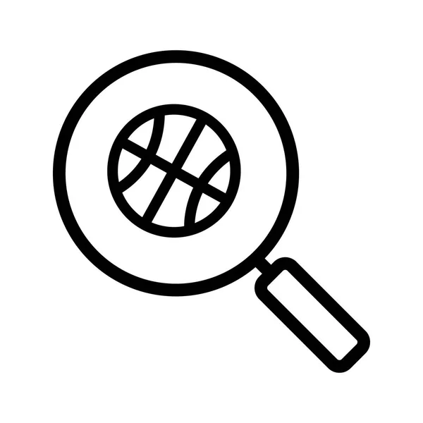 Magnifying glass with basketball ball icon — Stock Vector