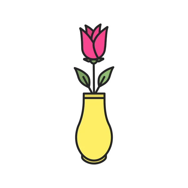 Róża Kwiat w ikonę wazon — Wektor stockowy