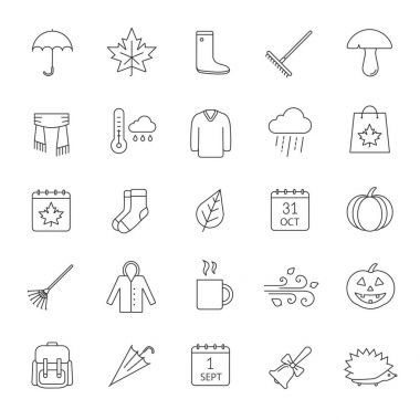 Sonbahar doğrusal Icons set