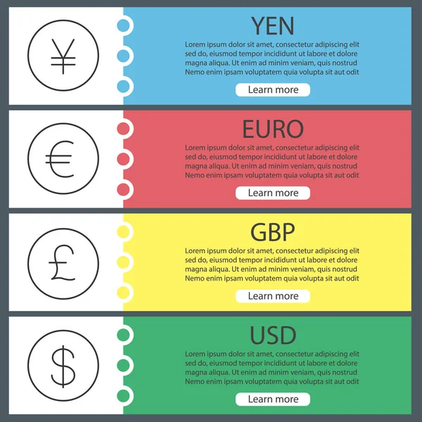 Měny nápis šablony — Stockový vektor