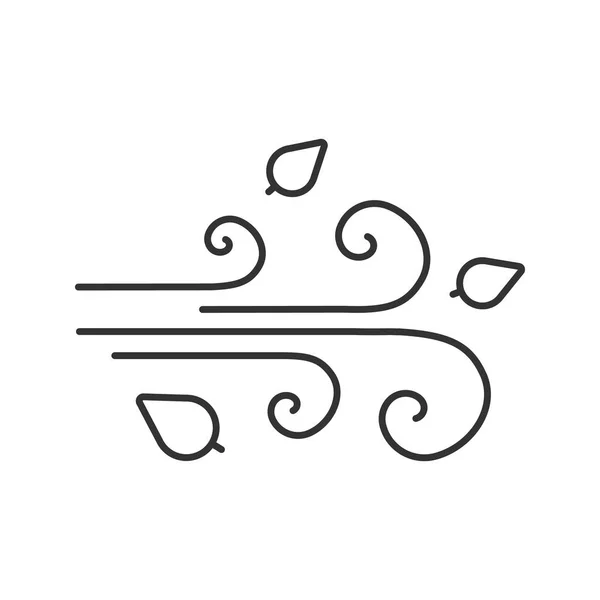 Viento soplando icono lineal — Vector de stock